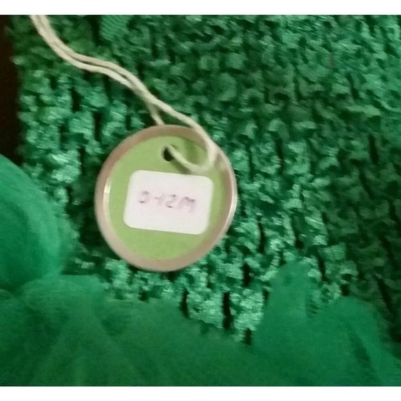 Christmas Netted GreenTuTu Dress Ribbon Hand Made - Picture 6 of 7